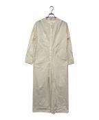 TODAYFULトゥデイフル）の古着「Typewriter Shirts Combinaison / タイプライターシャツコンビネゾン オールインワン」｜アイボリー