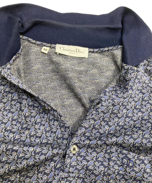 Christian Dior（クリスチャン ディオール）Christian Dior (クリスチャン ディオール) コットンニット 総柄 ポロシャツ ネイビー サイズ:Mの古着・服飾アイテム