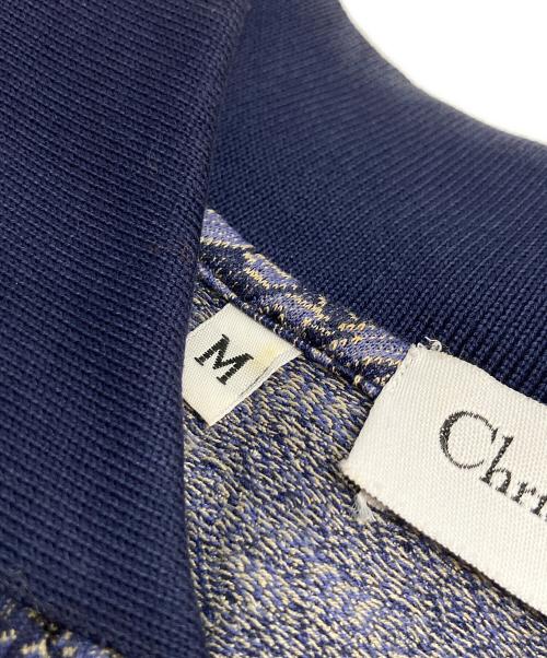 Christian Dior（クリスチャン ディオール）Christian Dior (クリスチャン ディオール) コットンニット 総柄 ポロシャツ ネイビー サイズ:Mの古着・服飾アイテム