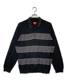 SUPREME（シュプリーム）の古着「Knit Stripe L/S Polo」｜ブラック