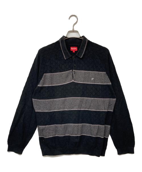 SUPREME（シュプリーム）SUPREME (シュプリーム) Knit Stripe L/S Polo ブラック サイズ:Lの古着・服飾アイテム