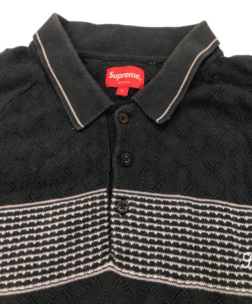 SUPREME（シュプリーム）SUPREME (シュプリーム) Knit Stripe L/S Polo ブラック サイズ:Lの古着・服飾アイテム