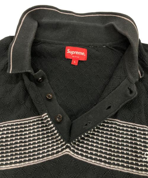 SUPREME（シュプリーム）SUPREME (シュプリーム) Knit Stripe L/S Polo ブラック サイズ:Lの古着・服飾アイテム