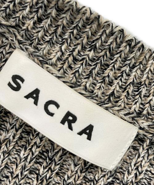 SACRA（サクラ）SACRA (サクラ) コットンリネンメランジリブトップ グレー サイズ:38の古着・服飾アイテム