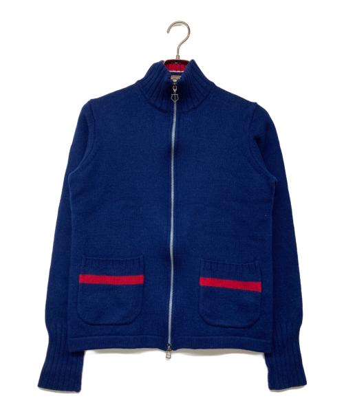 Onitsuka Tiger（オニツカタイガー）Onitsuka Tiger (オニツカタイガー) ダブルジップドライバーズニット ブルー サイズ:Lの古着・服飾アイテム