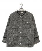 Loungedressラウンジドレス）の古着「ノーカラーツイードジャケット」｜ブラック