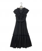 L’AUBE BLANCローブブラン）の古着「プリーツカラーシフォンドレス」｜ブラック