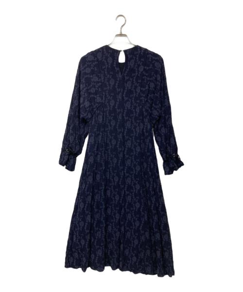 Uttrykk（ユートリーク）Uttrykk (ユートリーク) フラワージャガードブラウスワンピース ネイビー サイズ:38の古着・服飾アイテム