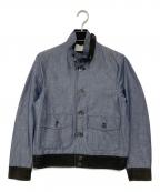 Cinquantaチンクワンタ）の古着「レザー切替 シャンブレー リネンコットンバルスター ブルゾン」｜インディゴ