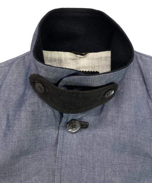 Cinquanta（チンクワンタ）Cinquanta (チンクワンタ) レザー切替 シャンブレー リネンコットンバルスター ブルゾン インディゴ サイズ:44の古着・服飾アイテム