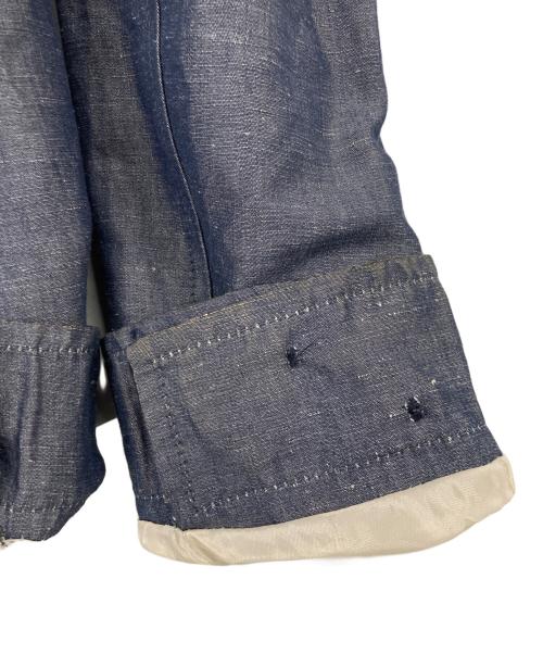 Cinquanta（チンクワンタ）Cinquanta (チンクワンタ) レザー切替 シャンブレー リネンコットンバルスター ブルゾン インディゴ サイズ:44の古着・服飾アイテム