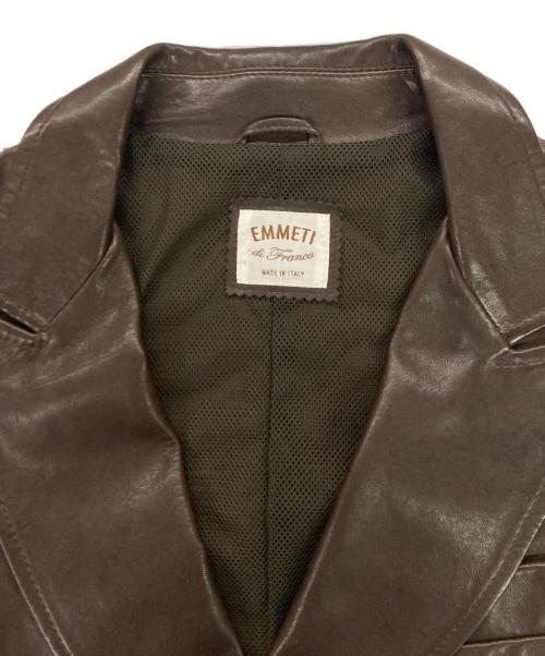 EMMETI（エンメティ）EMMETI (エンメティ) レザーダブルテーラードジャケット ブラウン サイズ:44の古着・服飾アイテム