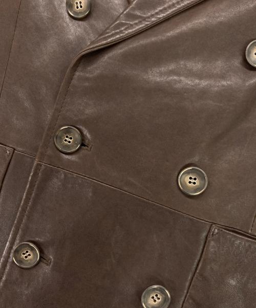 EMMETI（エンメティ）EMMETI (エンメティ) レザーダブルテーラードジャケット ブラウン サイズ:44の古着・服飾アイテム