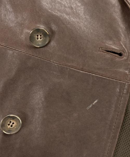 EMMETI（エンメティ）EMMETI (エンメティ) レザーダブルテーラードジャケット ブラウン サイズ:44の古着・服飾アイテム