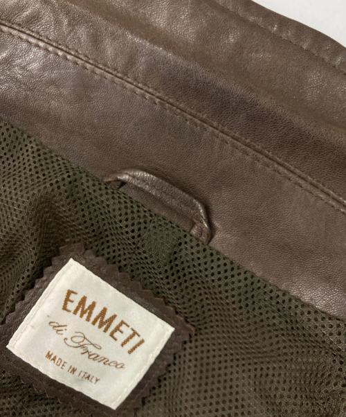EMMETI（エンメティ）EMMETI (エンメティ) レザーダブルテーラードジャケット ブラウン サイズ:44の古着・服飾アイテム