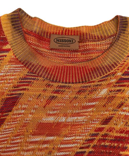 missoni（ミッソーニ）MISSONI (ミッソーニ) 総柄ニット オレンジ サイズ:XLの古着・服飾アイテム