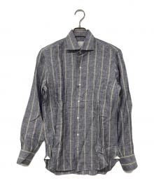 MARIA SANTANGELO（マリア サンタンジェロ）の古着「ストライプリネンシャツ」｜グレー