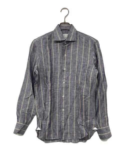 MARIA SANTANGELO（マリア サンタンジェロ）MARIA SANTANGELO (マリア サンタンジェロ) ストライプリネンシャツ グレー サイズ:15の古着・服飾アイテム