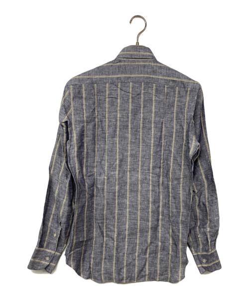 MARIA SANTANGELO（マリア サンタンジェロ）MARIA SANTANGELO (マリア サンタンジェロ) ストライプリネンシャツ グレー サイズ:15の古着・服飾アイテム