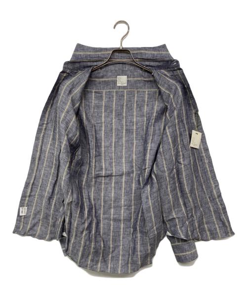 MARIA SANTANGELO（マリア サンタンジェロ）MARIA SANTANGELO (マリア サンタンジェロ) ストライプリネンシャツ グレー サイズ:15の古着・服飾アイテム