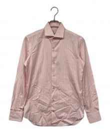 MARIA SANTANGELO（マリア サンタンジェロ）の古着「ワイドカラーストライプシャツ」｜ピンク