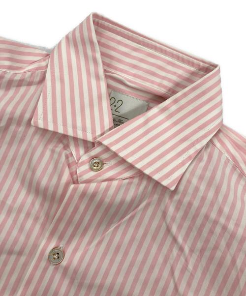 MARIA SANTANGELO（マリア サンタンジェロ）MARIA SANTANGELO (マリア サンタンジェロ) ワイドカラーストライプシャツ ピンク サイズ:15の古着・服飾アイテム