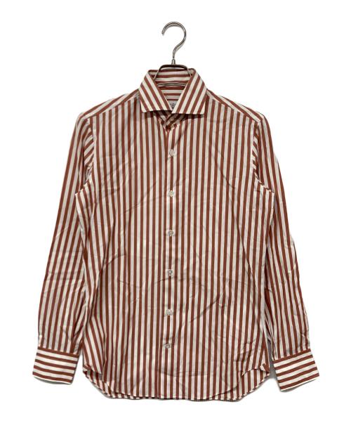 MARIA SANTANGELO（マリア サンタンジェロ）MARIA SANTANGELO (マリア サンタンジェロ) ストライプシャツ ブラウン サイズ:15/38の古着・服飾アイテム
