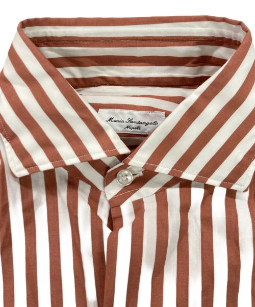 MARIA SANTANGELO（マリア サンタンジェロ）MARIA SANTANGELO (マリア サンタンジェロ) ストライプシャツ ブラウン サイズ:15/38の古着・服飾アイテム