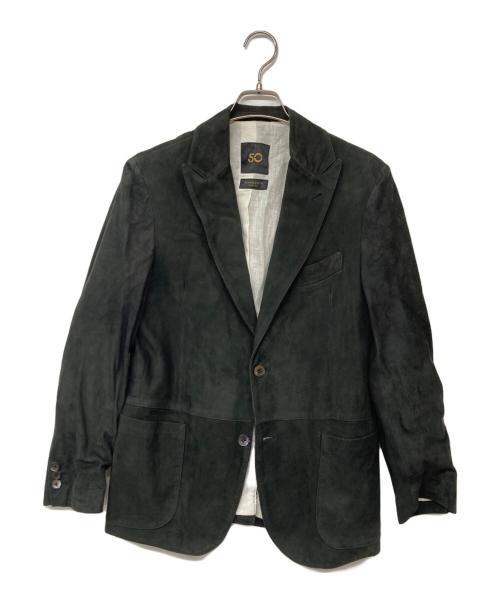 Cinquanta（チンクワンタ）Cinquanta (チンクワンタ) ゴートスウェードテーラードジャケット ブラック サイズ:44の古着・服飾アイテム