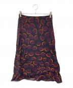 MARNIマルニ）の古着「リーフプリント ミディスカート」｜パープル