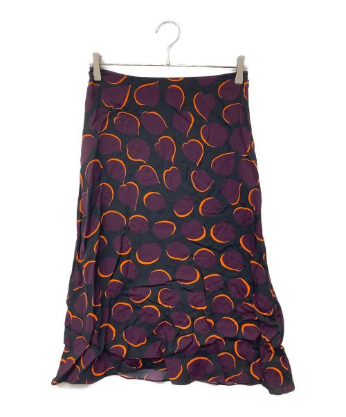MARNI（マルニ）MARNI (マルニ) リーフプリント ミディスカート パープル サイズ:40の古着・服飾アイテム