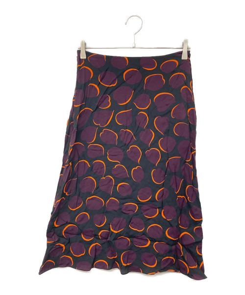 MARNI（マルニ）MARNI (マルニ) リーフプリント ミディスカート パープル サイズ:40の古着・服飾アイテム