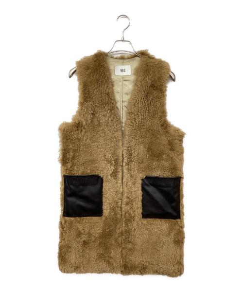 RBS（アールビーエス）RBS (アールビーエス) ラムファー ロングジレ ブラウン サイズ:記載なしの古着・服飾アイテム