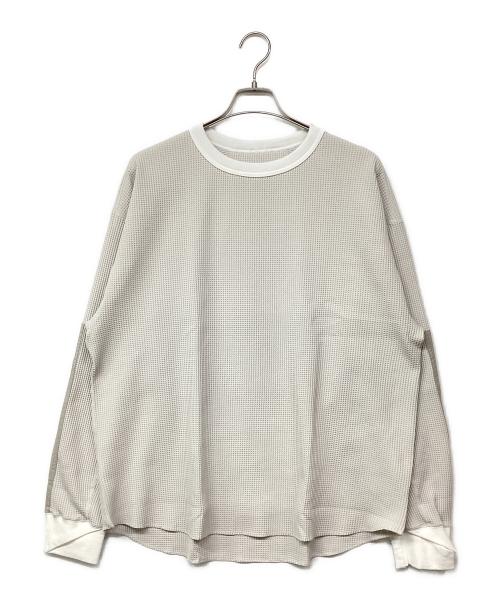 meanswhile（ミーンズワイル）meanswhile (ミーンズワイル) SOLOTEX Waffle L/S Tee ソロテックス ワッフル ロングスリーブ Tシャツ ホワイト サイズ:3の古着・服飾アイテム
