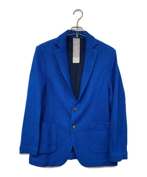 Bagutta（バグッタ）Bagutta (バグッタ) ボンディングウールニットジャージソリッドジャケット ブルー サイズ:48の古着・服飾アイテム