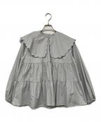 YORIヨリ）の古着「スカラップロングスリーブブラウス」｜グレー