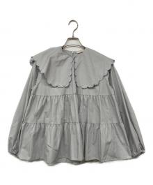 YORI（ヨリ）の古着「スカラップロングスリーブブラウス」｜グレー