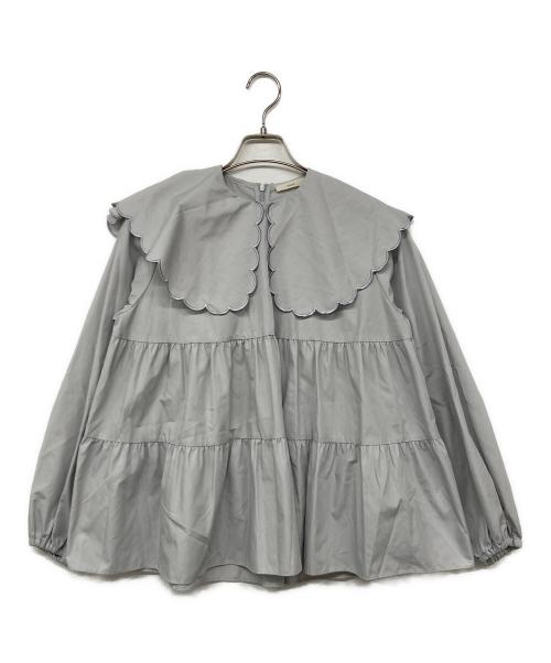 YORI（ヨリ）YORI (ヨリ) スカラップロングスリーブブラウス グレー サイズ:Fの古着・服飾アイテム