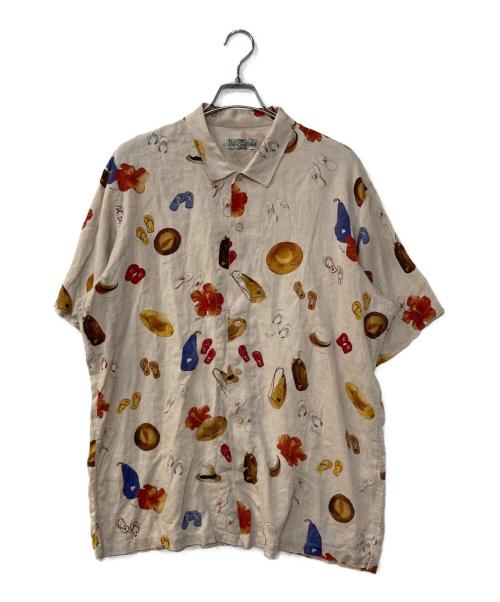 PAPAS ISLAND（パパス アイランド）PAPAS ISLAND (パパス アイランド) 帽子柄アロハシャツ ベージュ サイズ:50Lの古着・服飾アイテム