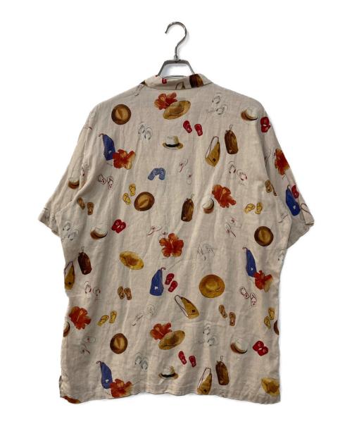 PAPAS ISLAND（パパス アイランド）PAPAS ISLAND (パパス アイランド) 帽子柄アロハシャツ ベージュ サイズ:50Lの古着・服飾アイテム