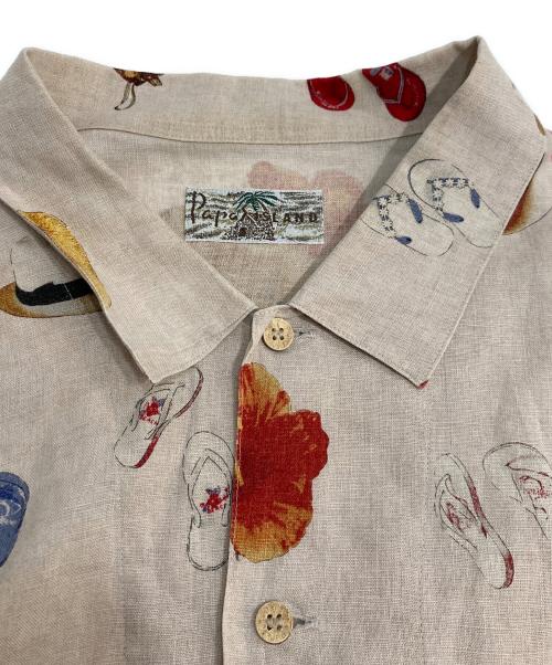 PAPAS ISLAND（パパス アイランド）PAPAS ISLAND (パパス アイランド) 帽子柄アロハシャツ ベージュ サイズ:50Lの古着・服飾アイテム