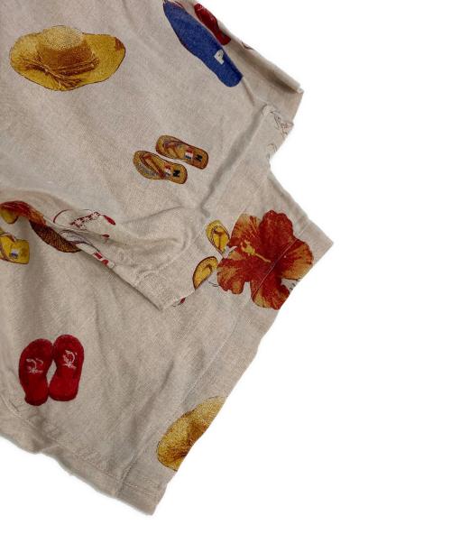 PAPAS ISLAND（パパス アイランド）PAPAS ISLAND (パパス アイランド) 帽子柄アロハシャツ ベージュ サイズ:50Lの古着・服飾アイテム