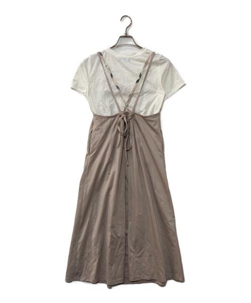 BLUE LABEL CRESTBRIDGE（ブルーレーベルクレストブリッジ）BLUE LABEL CRESTBRIDGE (ブルーレーベルクレストブリッジ) セットアップエプロンドレス ベージュ サイズ:36の古着・服飾アイテム