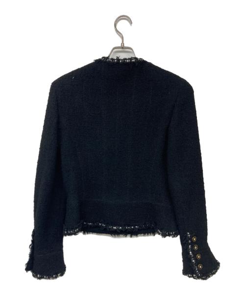 CHANEL（シャネル）CHANEL (シャネル) ココマークボタンボタンデザイントリムツイードジャケット ブラック サイズ:36の古着・服飾アイテム
