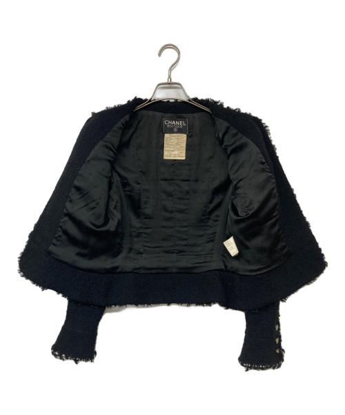 CHANEL（シャネル）CHANEL (シャネル) ココマークボタンボタンデザイントリムツイードジャケット ブラック サイズ:36の古着・服飾アイテム