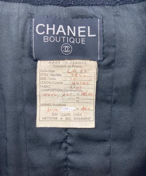 CHANEL（シャネル）CHANEL (シャネル) ココマークボタンボタンデザイントリムツイードジャケット ブラック サイズ:36の古着・服飾アイテム