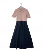 Apuweiser-richeアプワイザーリッシェ）の古着「襟ドッキングニットワンピース」｜ネイビー×ピンク