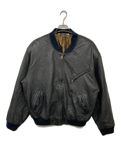 C&A（シーアンドエー）C&A (シーアンドエー) シープレザーボンバージャケット ブラック サイズ:記載なしの古着・服飾アイテム