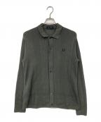 FRED PERRYフレッドペリー）の古着「POINTELLE PANEL LS KNIT SHIRT / ニットポロシャツ」｜カーキ