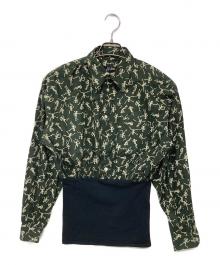 Jean Paul GAULTIER（ジャンポールゴルチェ）の古着「スカルプリントニットコルセットシャツ」｜グリーン